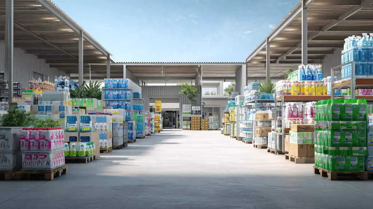 Bulk drums of cleaning chemicals and PPE freight coordinated by QFM for facility and hospitality receivers