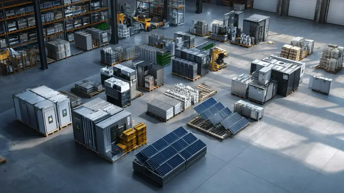 Palletised solar panels and battery storage units staged for interstate and remote site freight through QFM