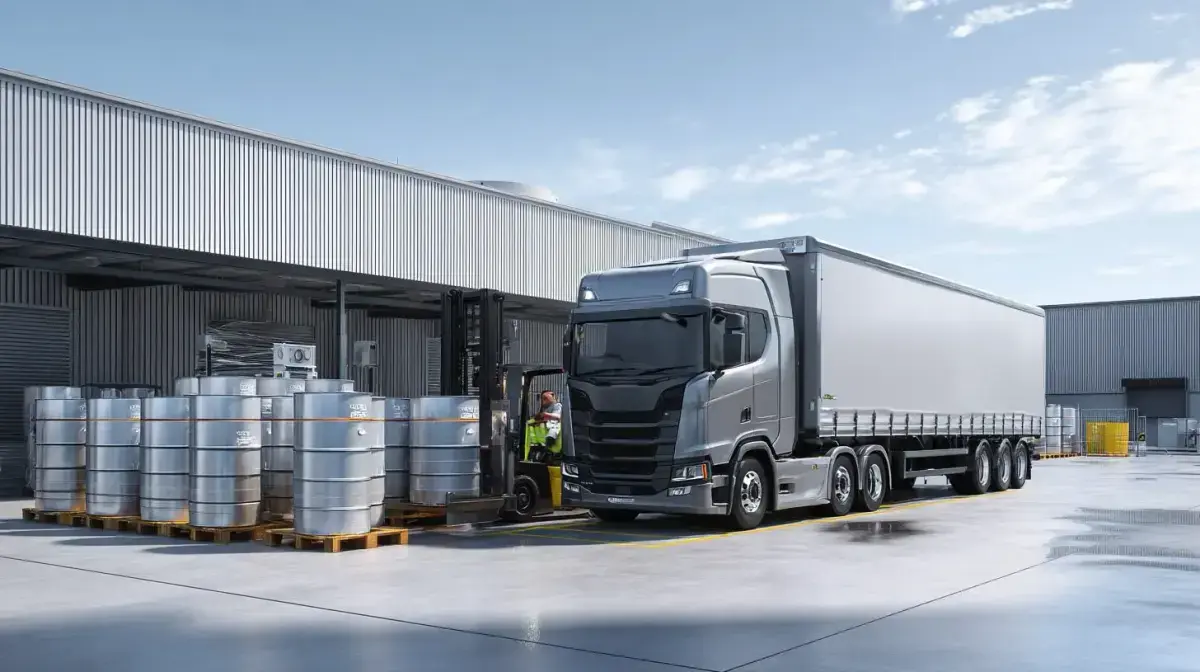 200L steel and HDPE drums prepared for interstate freight, coordinated by QFM with ADG-compliant handling across Australian corridors