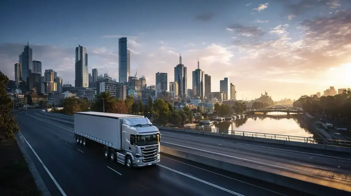 Palletised and carton freight moving out of Notting Hill via the Monash Freeway to interstate destinations through QFM's carrier network